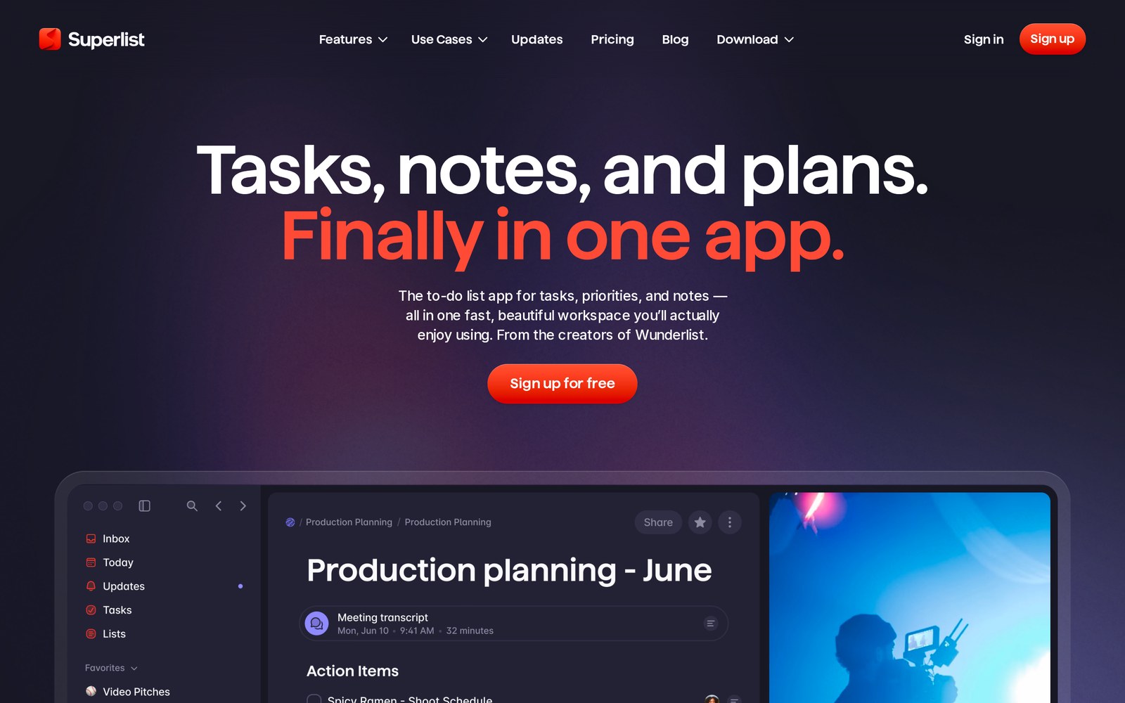Superlist desktop website